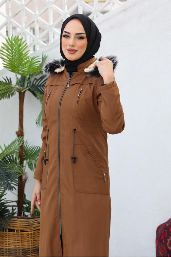 İçi Kürklü Bondit Tesettür Kaban Taba 1017 İçi Kürklü Bondit Tesettür Kaban Taba 1017