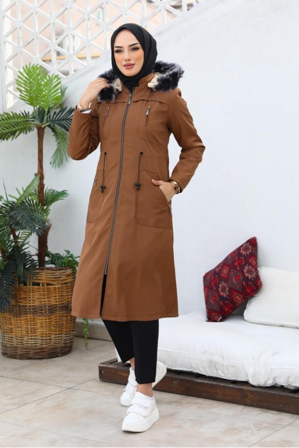 İçi Kürklü Bondit Tesettür Kaban Taba 1017 İçi Kürklü Bondit Tesettür Kaban Taba 1017