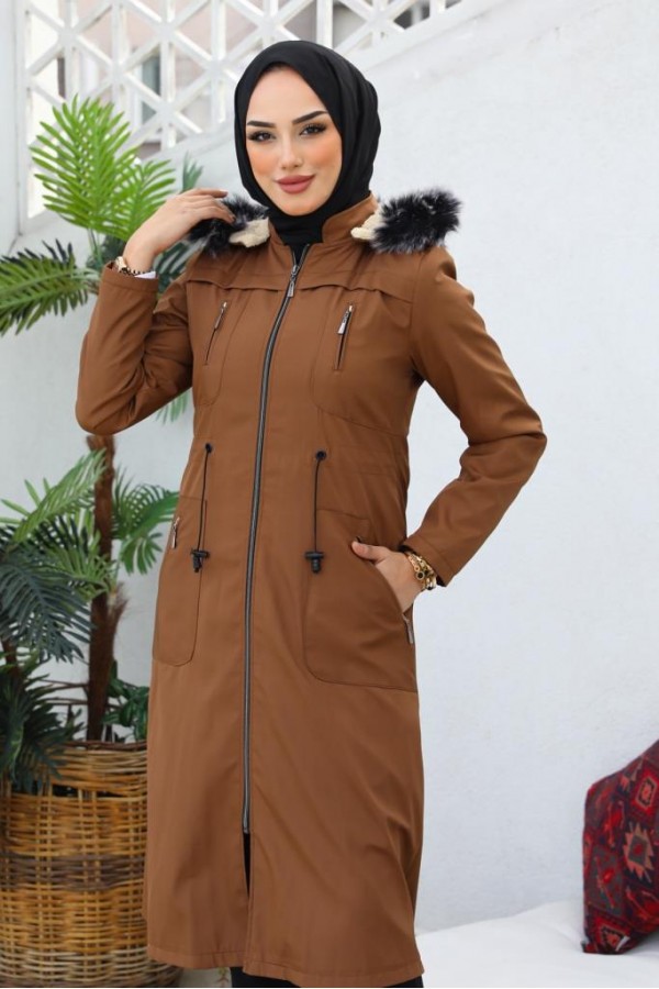 İçi Kürklü Bondit Tesettür Kaban Taba 1017 İçi Kürklü Bondit Tesettür Kaban Taba 1017