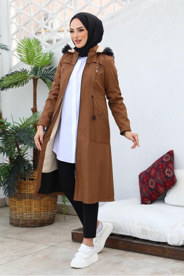 İçi Kürklü Bondit Tesettür Kaban Taba 1017 İçi Kürklü Bondit Tesettür Kaban Taba 1017