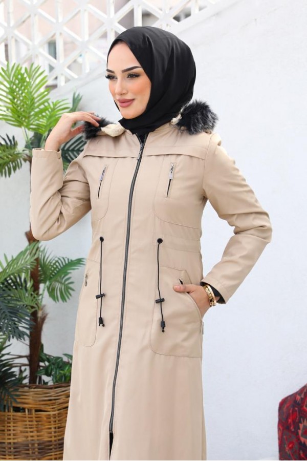 İçi Kürklü Bondit Tesettür Kaban Taş 1017 İçi Kürklü Bondit Tesettür Kaban Taş 1017