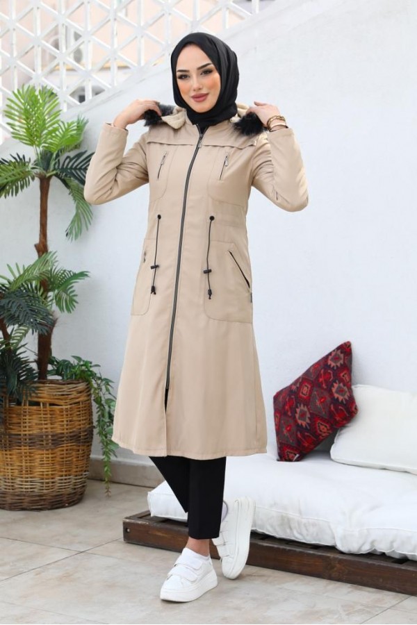 İçi Kürklü Bondit Tesettür Kaban Taş 1017 İçi Kürklü Bondit Tesettür Kaban Taş 1017