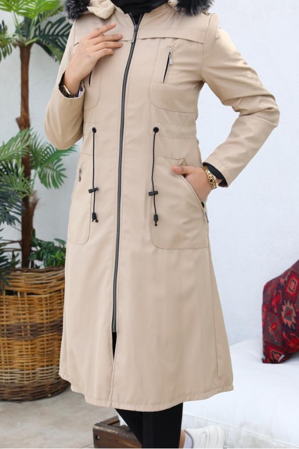 İçi Kürklü Bondit Tesettür Kaban Taş 1017 İçi Kürklü Bondit Tesettür Kaban Taş 1017