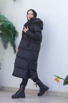  Uzun Dolumlu Şişme Mont Siyah 4444