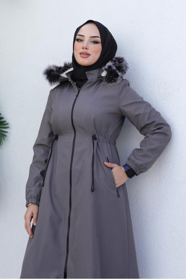 İçi Peluşlu Bondit Kaban Gri 3004-1 İçi Peluşlu Bondit Kaban Gri 3004-1