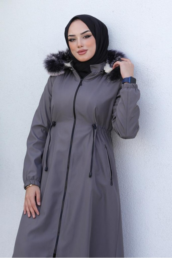 İçi Peluşlu Bondit Kaban Gri 3004-1 İçi Peluşlu Bondit Kaban Gri 3004-1