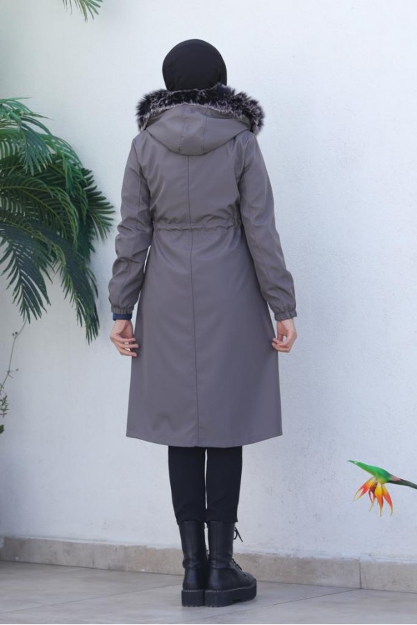 İçi Peluşlu Bondit Kaban Gri 3004-1 İçi Peluşlu Bondit Kaban Gri 3004-1