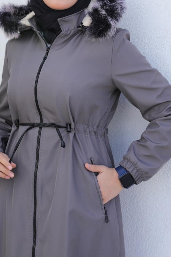 İçi Peluşlu Bondit Kaban Gri 3004-1 İçi Peluşlu Bondit Kaban Gri 3004-1