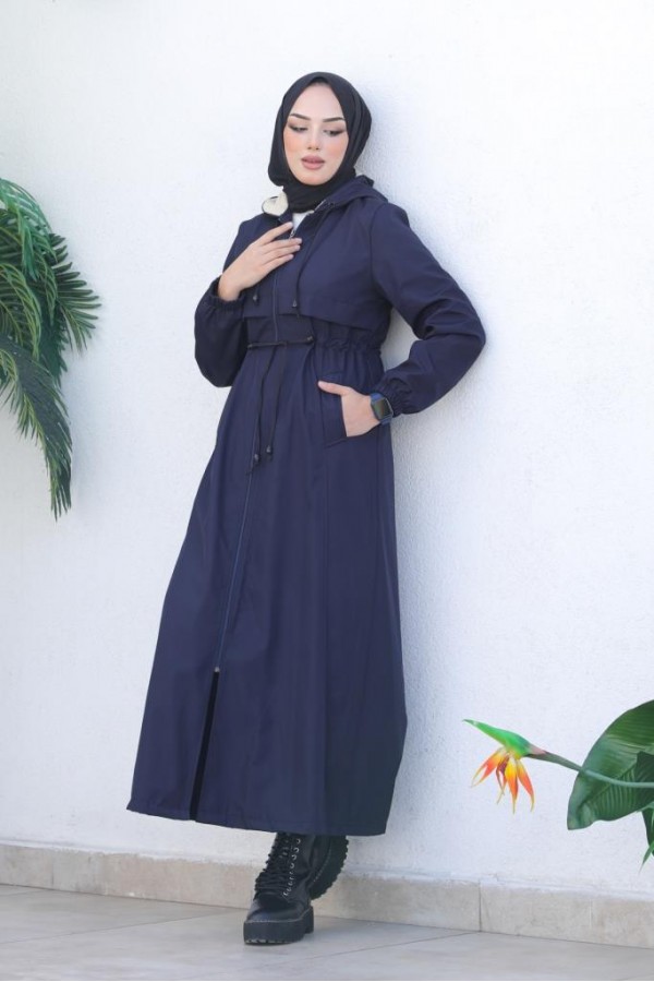 İçi Peluşlu Uzun Bondit Kaban Lacivert 9508 İçi Peluşlu Uzun Bondit Kaban Lacivert 9508