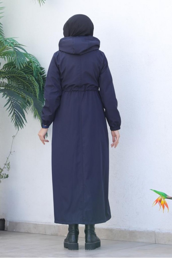 İçi Peluşlu Uzun Bondit Kaban Lacivert 9508 İçi Peluşlu Uzun Bondit Kaban Lacivert 9508