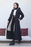İçi Peluşlu Uzun Bondit Kaban Siyah 9508 İçi Peluşlu Uzun Bondit Kaban Siyah 9508