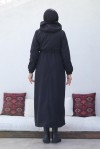 İçi Peluşlu Uzun Bondit Kaban Siyah 9508 İçi Peluşlu Uzun Bondit Kaban Siyah 9508
