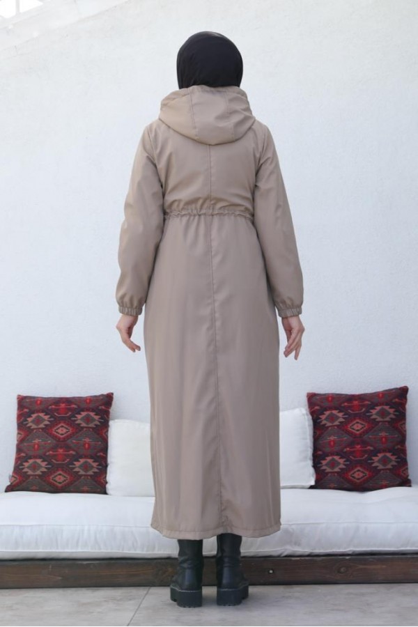 İçi Peluşlu Uzun Bondit Kaban Vizon 9508 İçi Peluşlu Uzun Bondit Kaban Vizon 9508