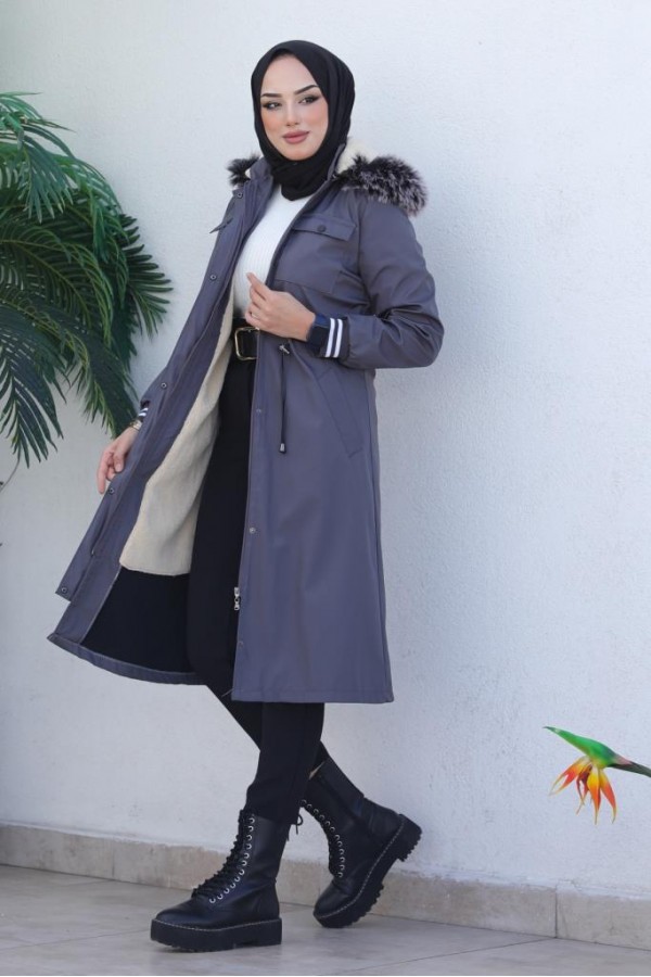 Kolları Lastikli İçi Peluşlu Bondit Kaban Antrasit 4604 Kolları Lastikli İçi Peluşlu Bondit Kaban Antrasit 4604