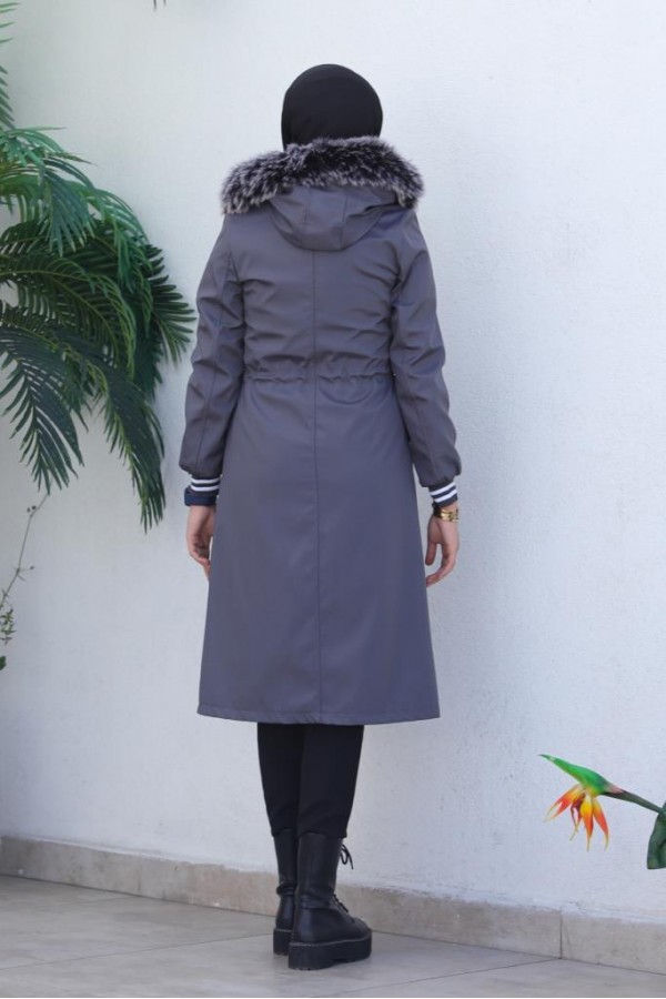 Kolları Lastikli İçi Peluşlu Bondit Kaban Antrasit 4604 Kolları Lastikli İçi Peluşlu Bondit Kaban Antrasit 4604