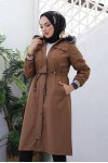 Kolları Lastikli İçi Peluşlu Bondit Kaban Sütlü Kahve 4604 Kolları Lastikli İçi Peluşlu Bondit Kaban Sütlü Kahve 4604