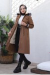 Kolları Lastikli İçi Peluşlu Bondit Kaban Sütlü Kahve 4604 Kolları Lastikli İçi Peluşlu Bondit Kaban Sütlü Kahve 4604