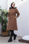 Kolları Lastikli İçi Peluşlu Bondit Kaban Sütlü Kahve 4604 Kolları Lastikli İçi Peluşlu Bondit Kaban Sütlü Kahve 4604