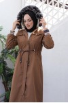 Kolları Lastikli İçi Peluşlu Bondit Kaban Sütlü Kahve 4604 Kolları Lastikli İçi Peluşlu Bondit Kaban Sütlü Kahve 4604