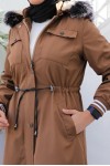 Kolları Lastikli İçi Peluşlu Bondit Kaban Sütlü Kahve 4604 Kolları Lastikli İçi Peluşlu Bondit Kaban Sütlü Kahve 4604
