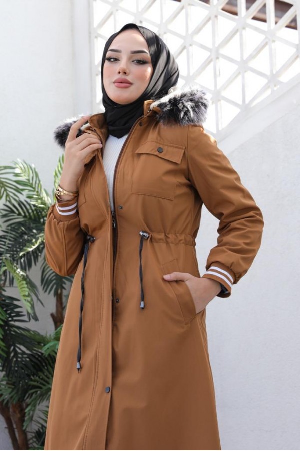 Kolları Lastikli İçi Peluşlu Bondit Kaban Taba 4604 Kolları Lastikli İçi Peluşlu Bondit Kaban Taba 4604