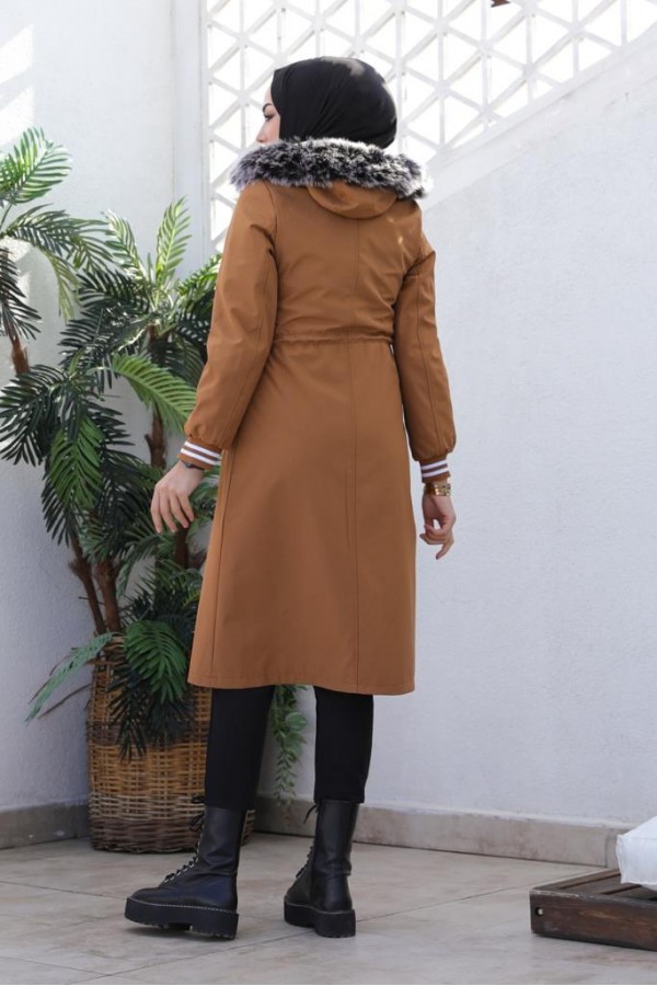 Kolları Lastikli İçi Peluşlu Bondit Kaban Taba 4604 Kolları Lastikli İçi Peluşlu Bondit Kaban Taba 4604