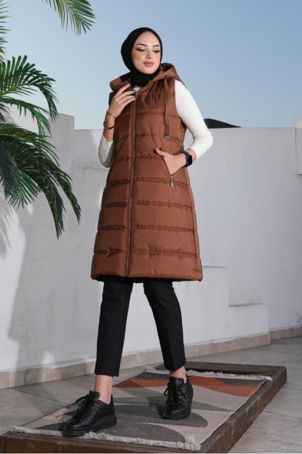  Dolumlu Şişme Yelek Kahverengi 5140