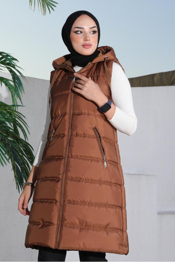  Dolumlu Şişme Yelek Kahverengi 5140