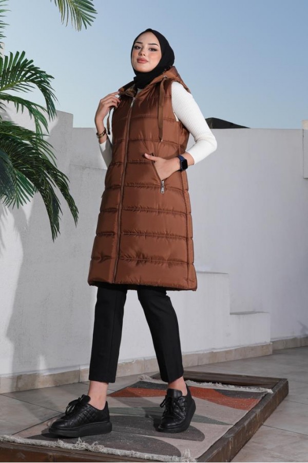  Dolumlu Şişme Yelek Kahverengi 5140