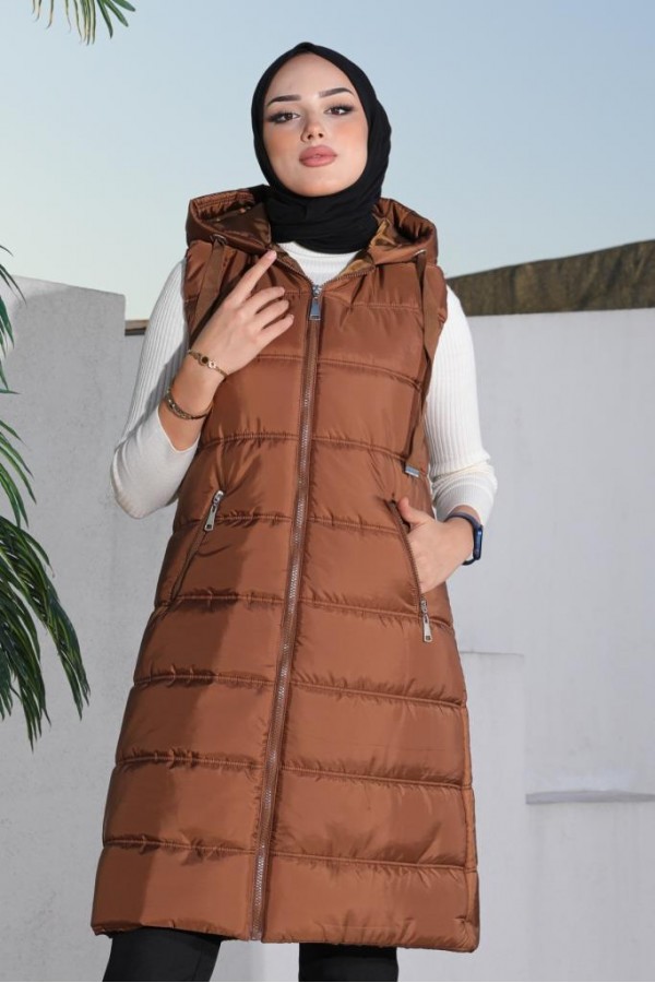  Dolumlu Şişme Yelek Kahverengi 5140