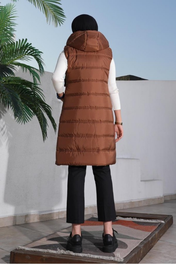  Dolumlu Şişme Yelek Kahverengi 5140