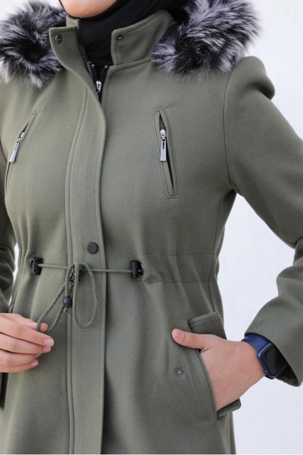 Kaşe Tesettür Kaban Haki 1061 Kaşe Tesettür Kaban Haki 1061