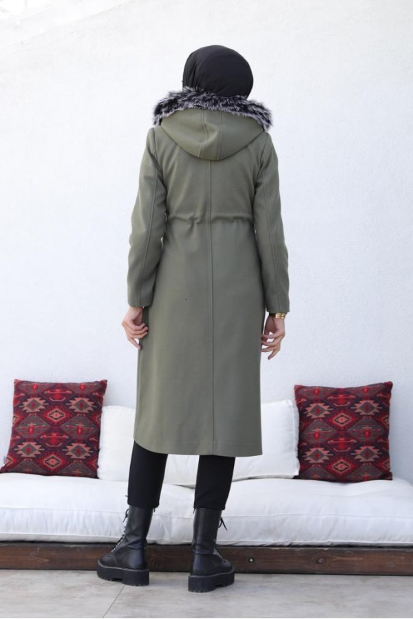 Kaşe Tesettür Kaban Haki 1061 Kaşe Tesettür Kaban Haki 1061