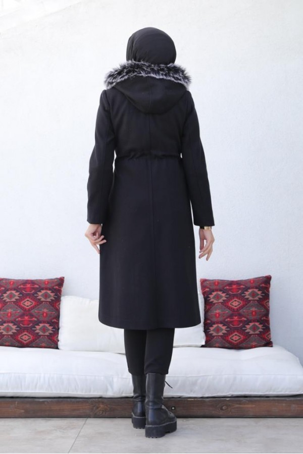 Kaşe Tesettür Kaban Siyah 1061 Kaşe Tesettür Kaban Siyah 1061