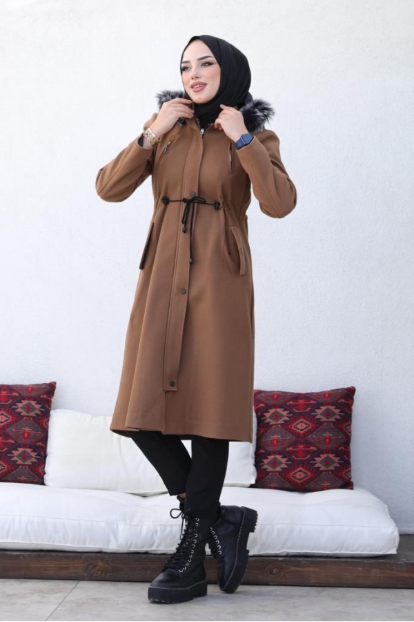 Kaşe Tesettür Kaban Taba 1061 Kaşe Tesettür Kaban Taba 1061