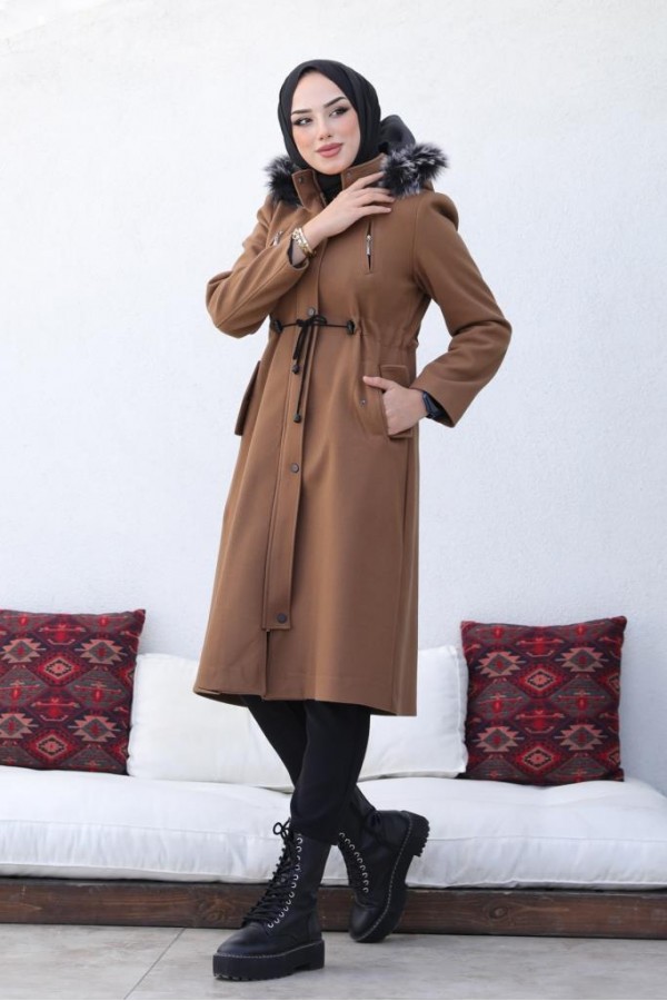 Kaşe Tesettür Kaban Taba 1061 Kaşe Tesettür Kaban Taba 1061