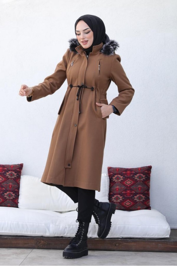 Kaşe Tesettür Kaban Taba 1061 Kaşe Tesettür Kaban Taba 1061