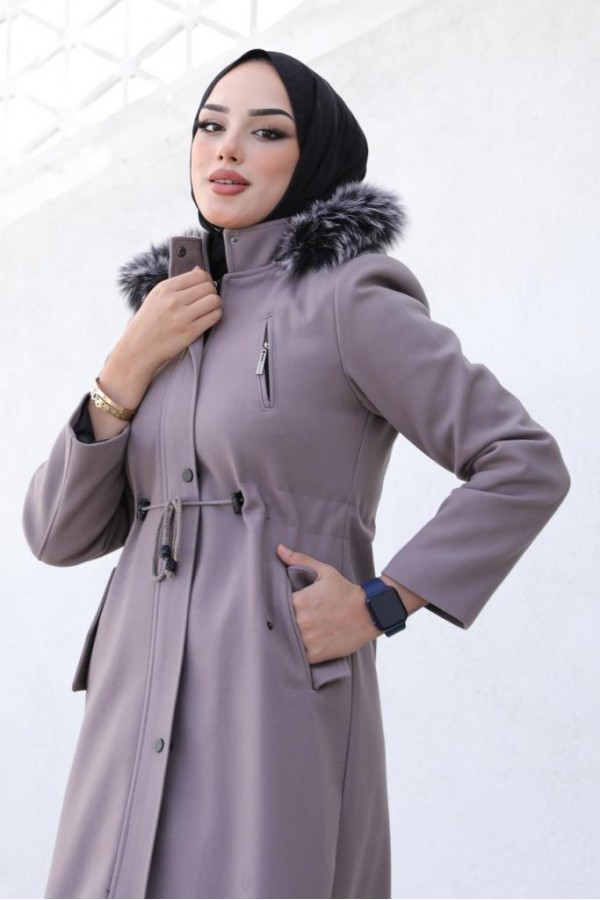 Kaşe Tesettür Kaban Vizon 1061 Kaşe Tesettür Kaban Vizon 1061