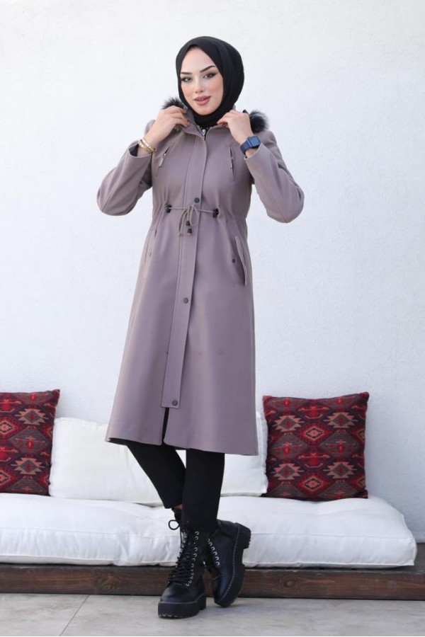 Kaşe Tesettür Kaban Vizon 1061 Kaşe Tesettür Kaban Vizon 1061