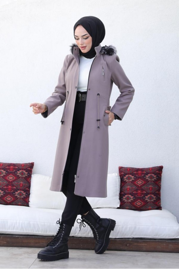 Kaşe Tesettür Kaban Vizon 1061 Kaşe Tesettür Kaban Vizon 1061