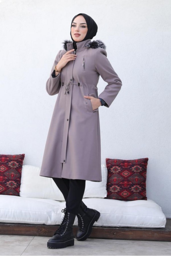 Kaşe Tesettür Kaban Vizon 1061 Kaşe Tesettür Kaban Vizon 1061