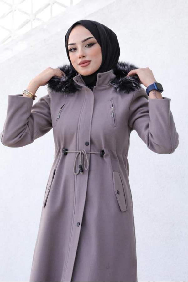 Kaşe Tesettür Kaban Vizon 1061 Kaşe Tesettür Kaban Vizon 1061