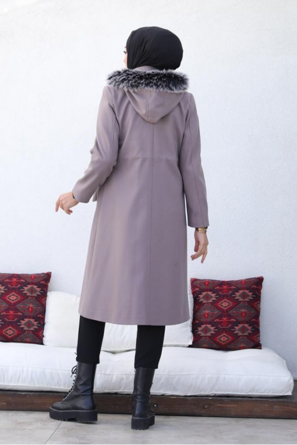 Kaşe Tesettür Kaban Vizon 1061 Kaşe Tesettür Kaban Vizon 1061