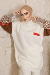  Yarım Balıkçı Yaka Triko Takım Ekru 2999