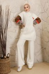  Yarım Balıkçı Yaka Triko Takım Ekru 2999