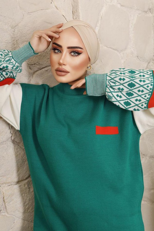  Yarım Balıkçı Yaka Triko Takım Yeşil 2999