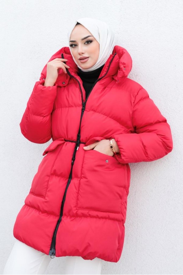  Cepli Şişme Mont Kırmızı 4343