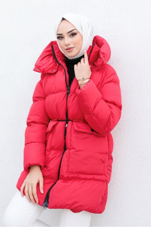  Cepli Şişme Mont Kırmızı 4343
