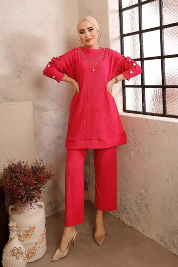  Tesettür İkili Takım Fuşya 2945