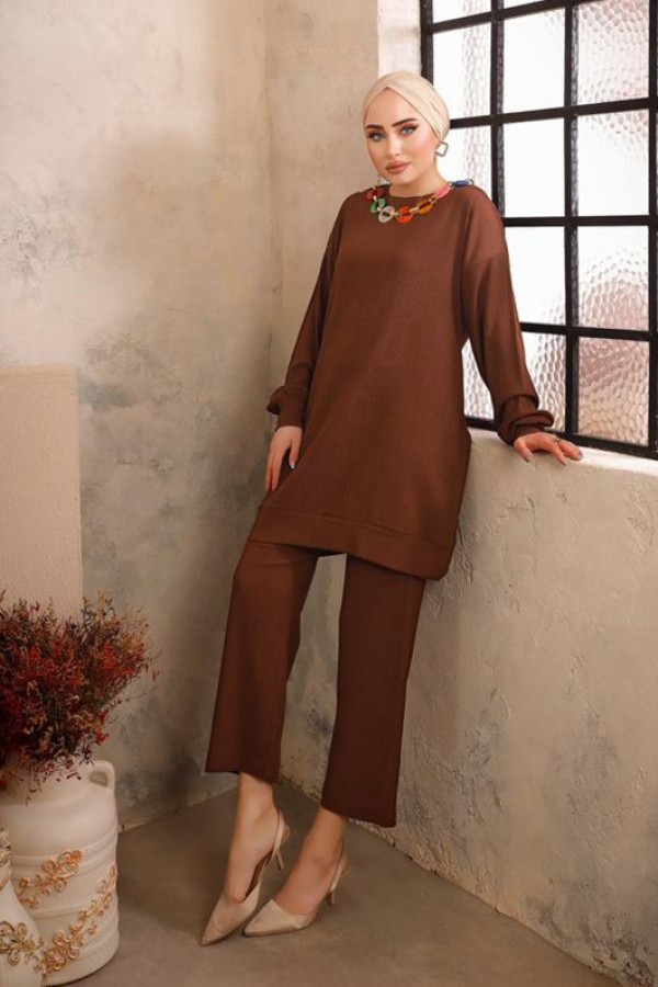  Tesettür İkili Takım Kahverengi 2933